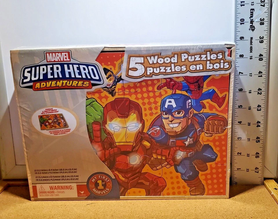 Marvel Super Hero Avengers Rompecabezas de Madera Juego de 24 Piezas Caja de Almacenamiento NUEVO SELLADO Foto 2 de 4