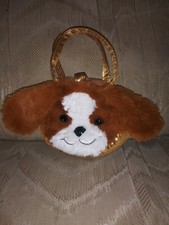 Aurora Puppy Dog Plush Purse Brown Clutch Handbag