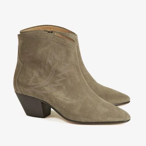 ISABEL MARANT Dacken Suede Western Embroidered Ankle Boots in