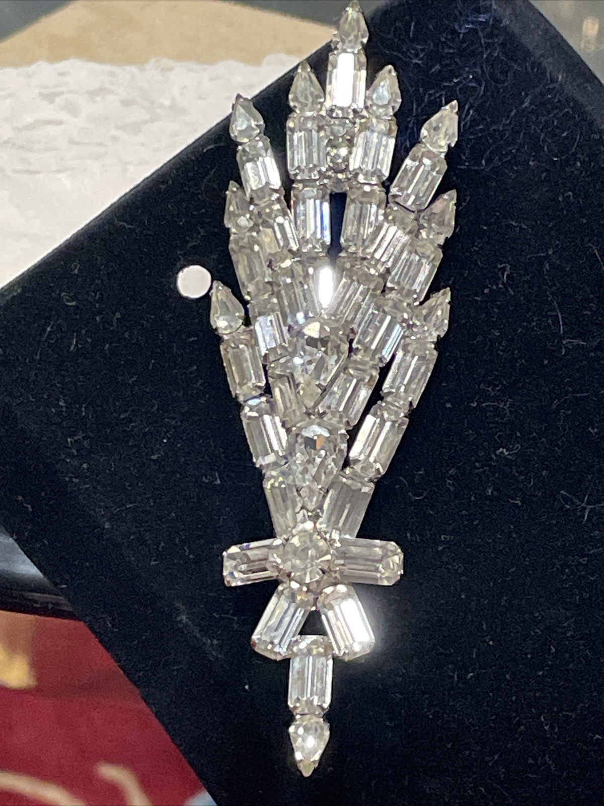 VTG Statement Minty Layered Clear Rhinestone Larg… - image 14