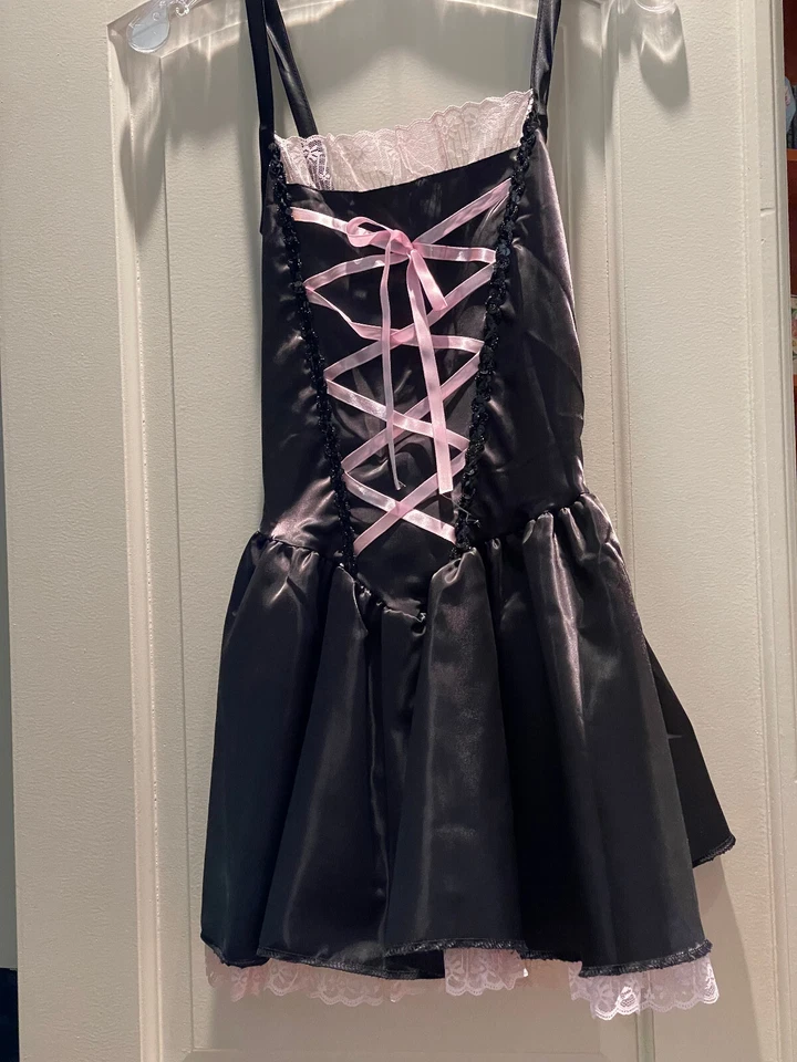 Fantasia de Bruxa: Vestido - Chapéu - Pacote de Luvas Adolescentes Júnior Tamanho 0-9 Acabamento Preto/Rosa - Imagem 3 de 4