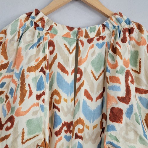 Allison New York Alice Mini Dress Ivory Ikat Womens Sz 6 Multi Ruffle Abstract - Picture 6 of 15