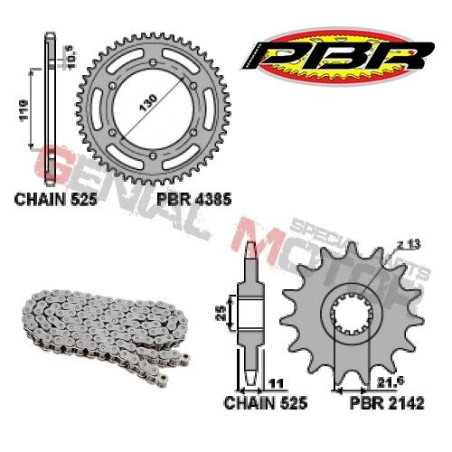 EK1976G Chain and Sprockets Kit 16 / 45 / 525 PBR YAMAHA YZF-R6 2006 > 2019 — 第 2/2 张图片