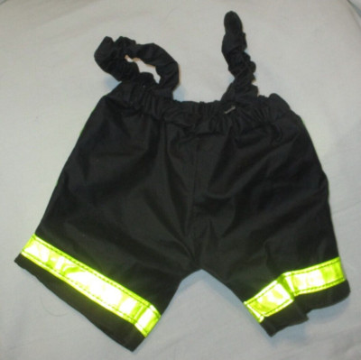 Build A Bear Fireman's Pants Black Yellow Reflection Strip Stretchy Shoulder Str