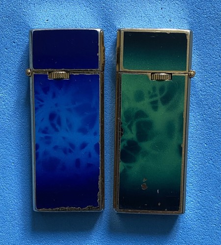2 Sharp Steel Lighters/ Sharp Steel Lighters/ Green+Blue/ Collector 70's 80's - Picture 3 of 16