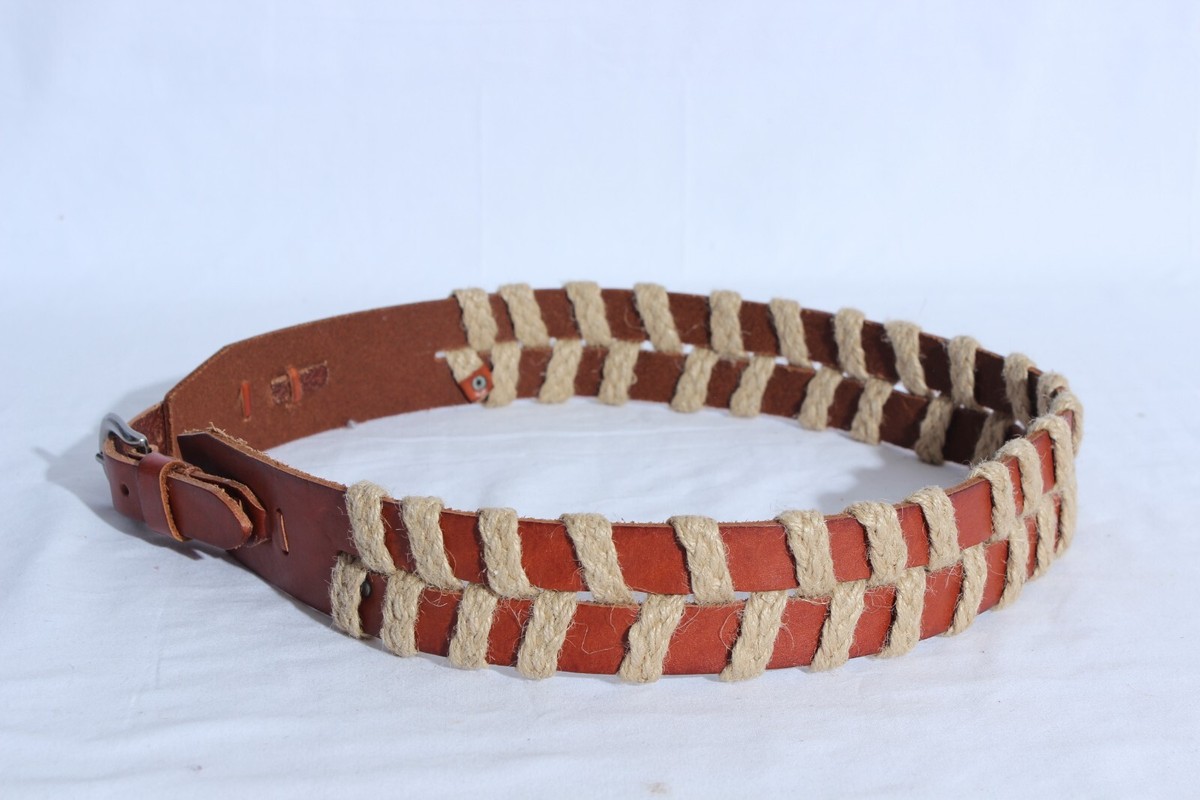 Linea Pelle Large Tan Leather Belt Silver Bohemian Eclectic Contemporary Size L Women main image 3
