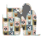 New ListingFun Dog French Bulldog Oven Mitts and Pot Holders Sets, 4pcs Silicone Non-Sli.