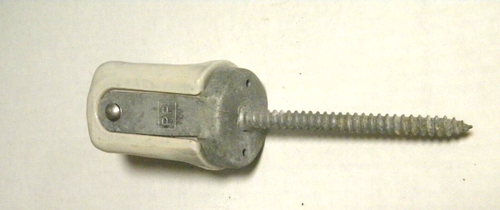 Vintage White Ceramic Insulator With Lag Screw for Wall or Pole 7" w/4' Screw