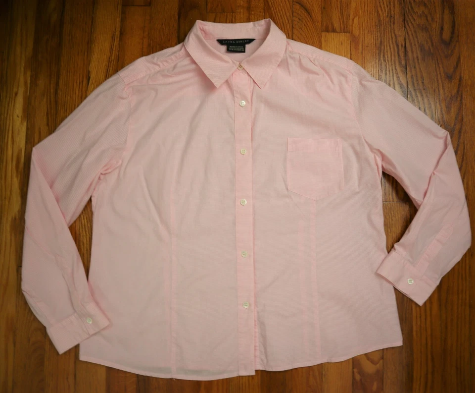 CAMISA MUJER ROSA CUADROS MANGA LARGA ABOTONADA - LAURA ASHLEY - TALLA 12 Foto 2 de 4