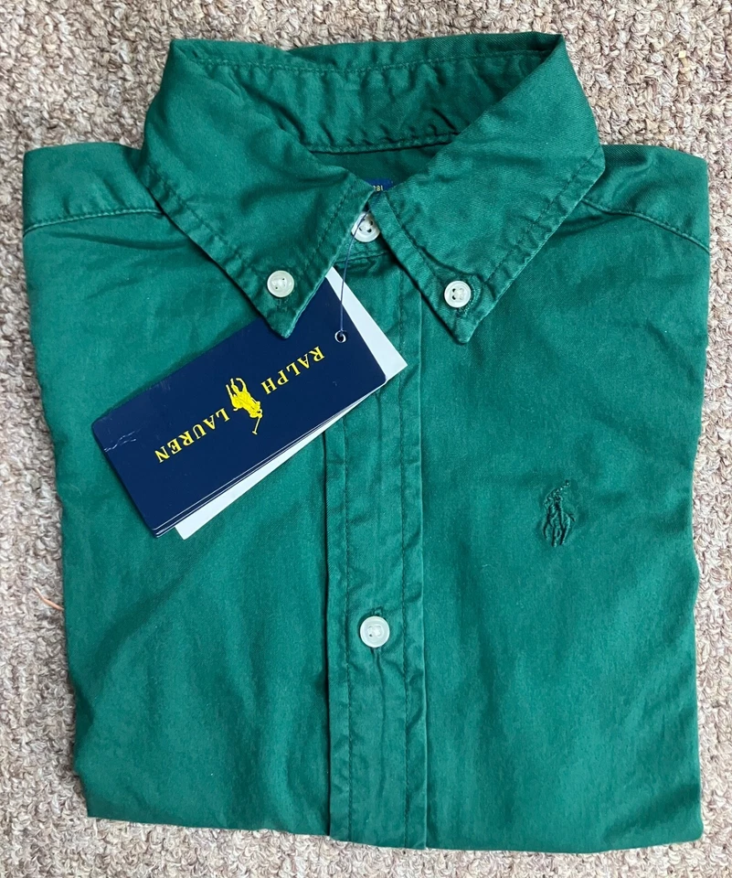 NWT Ralph Lauren Polo Button Up Shirt, Kids, Green, Various Sizes - Image 4 of 4