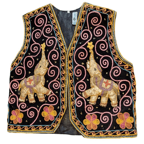 Vintage Daily Planet embroidered vest embroidered elephant