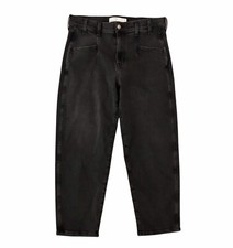 AYR The Beat Barrel Leg Cropped Jeans High Rise Black Stretch Women s Sz 33