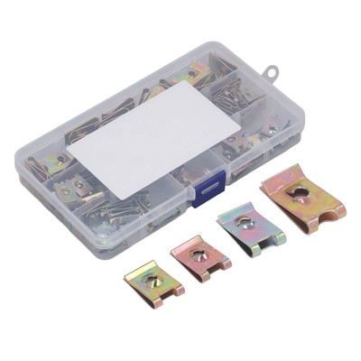 Kit Assortito Clip A U Per Auto – 110 Pezzi In Acciaio Zincato, Viti E Dadi Per Fissaggio Pannelli Portiera E Paraurti, 4 Misure (N.6,8,10,12)
