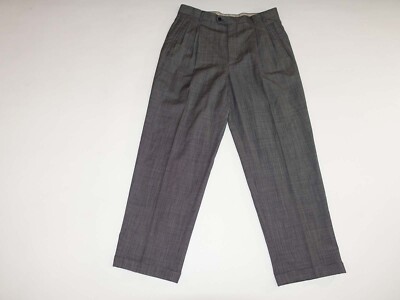 Zanella Men's Dress Pants 34 x 30 Gray Pleated Front 100% Wool Slacks Lined