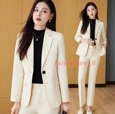 Women One Button Business Elegant Workwear Casual Formal Suit Blazer Coat Jacket