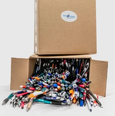PENS 4 PENNIES Misprint Pens: 1000 Ct Bulk Lot Ballpoint Retractable Click Pens: Black/Blue Ink