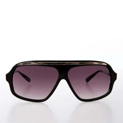 Schwarze ausgefallene Flat Top Piloten Sonnenbrille - Renee - Bild 1 von 3