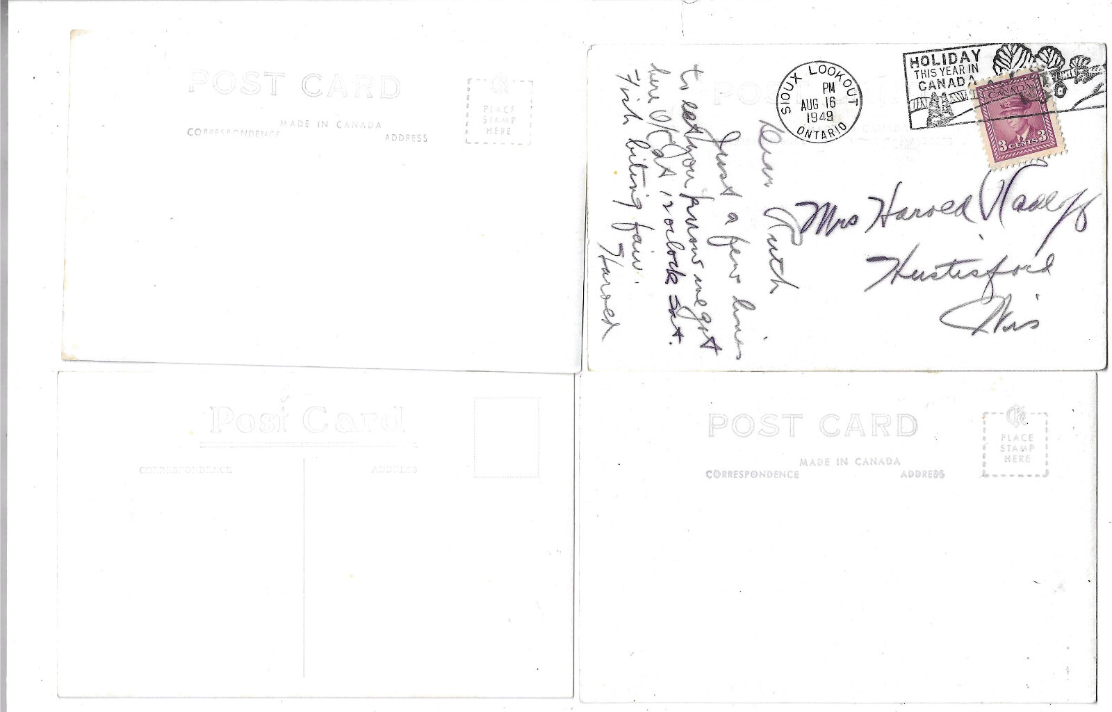 Lot of 4 RPPC Postcards ON Ontario Canada Emo Sioux Lookout Kanabena