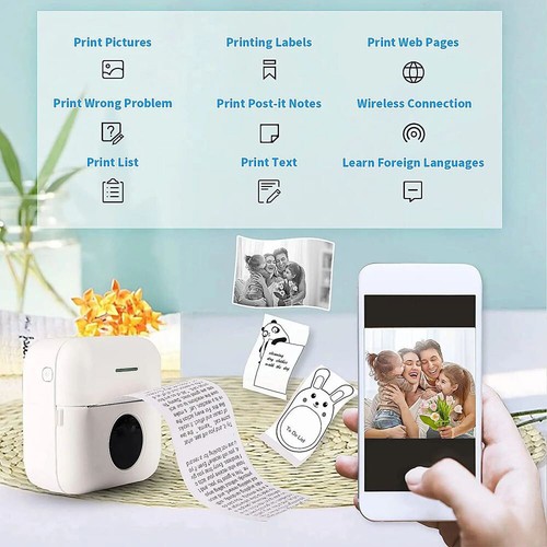 Wireless Bluetooth Portable Pocket Mini Thermal Photo Printer Inkless Printing - Picture 7 of 8