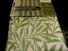 new 13 pc Leafy Vining Leaves dusty GREEN white fabric SHOWER CURTAIN bamboo