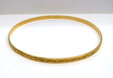 L K Beautiful Solid 18K Yellow Gold Bangle BRACELET with Design 8" women