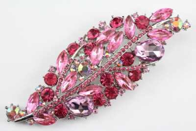 Pink Fancy Austrian Rhinestone Crystal Beautiful Leaf Bridal Wedding Brooch Pin