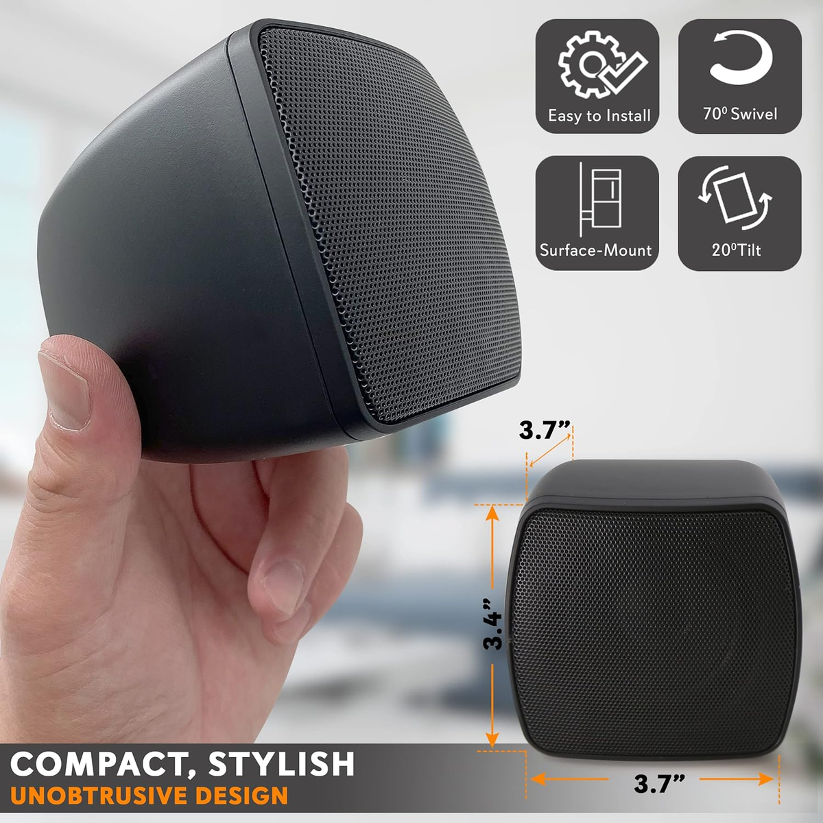 usa Mini Satellite Speaker - 3'' Surface-Mount Satellite
