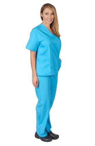 Medical Nursing Scrub Set NATURAL UNIFORMS Men Women Unisex Top Pants Hospital - Picture 6 of 61