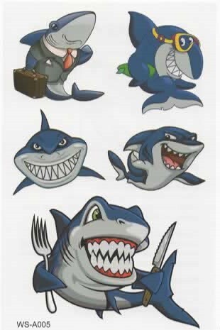 Niños/niños Tatuajes Temporales Tiburones/Bebé Tiburón Bolsas de Fiesta/Rellenos de Stock - Imagen 7 de 13