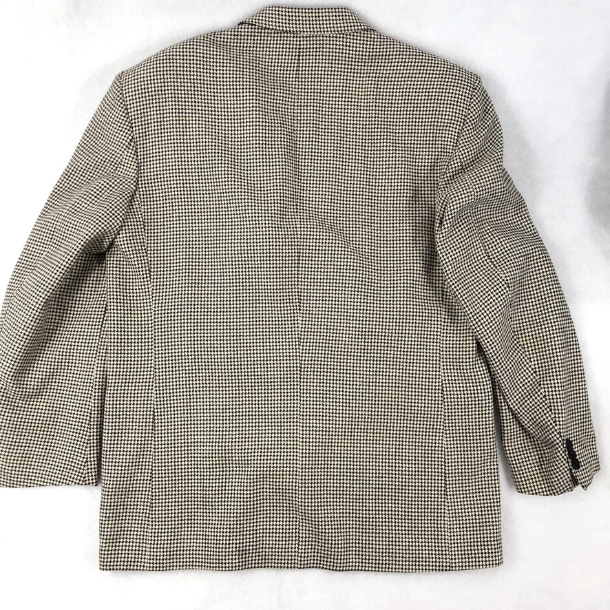 Gianfranco Ruffini Blazer Men 42 R Black Tan Silk Houndstooth Check Sportcoat - Image 3 of 4