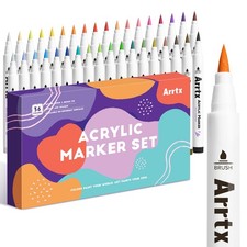 Arrtx Acrylic Paint Pens -36D Colors Acrylic Markers for Rock Painting, Brush