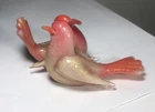 VINTAGE MURANO GLASS BIRD FIGURINE ARCHIMEDE SEGUSO LOVE BIRDS TOMATO RED W/GOLD