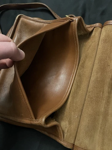 VTG Coach Willis British Tan Leather Turnlock Flap Satchel Crossbody Bag 9927 - Picture 5 of 16