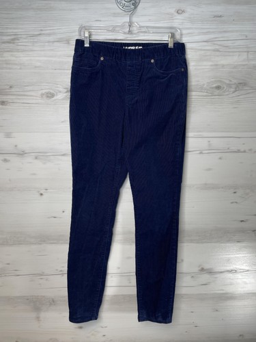 Pantalone Lands End donna 8 blu navy vita alta pull-on skinny velluto a coste elasticizzato