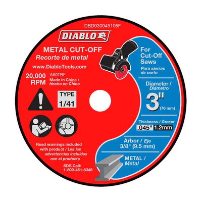#ad #ad 3 In. Metal Bonded Cut Off Discs 5 Pack $8.96