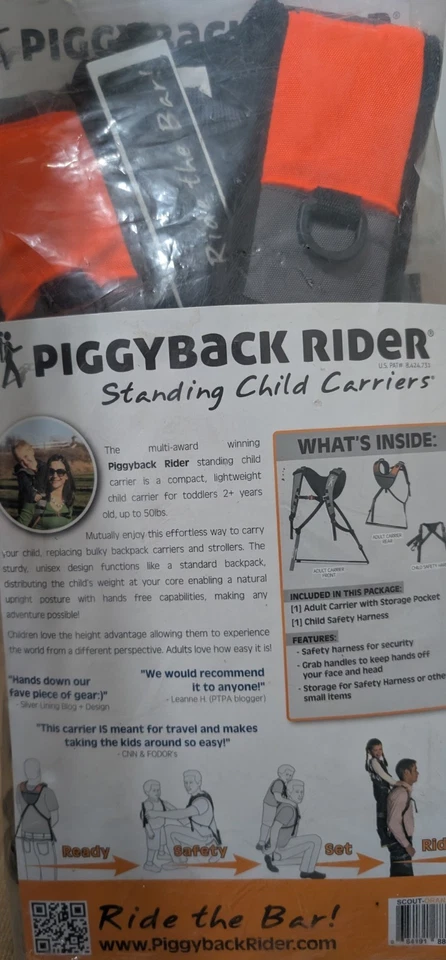 Piggyback Rider Scout Standing Child Toddler Carrier Backpack Orange - Brand New - Image 4 of 4