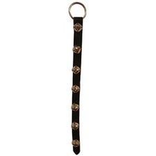 Belsnickel 28 Inch Black Leather Strap Brass Sleigh Bell Door Hanger Made in USA