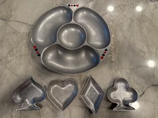 Rare Wilton Armetale Poker Game Table Ware Chip and Dip Server.  New. ~ 14" diam