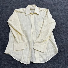 Sears Golden Comfort Dress Shirt Mens Size 16-33 Yellow Grid Perma-Prest Vintage