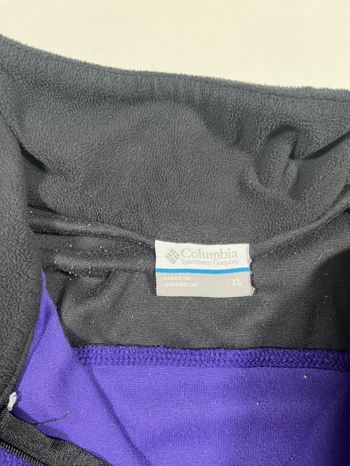 Suéter Columbia Para Mujer XL Púrpura Negro Polar 1/4 Cremallera Pullover Aire Libre Senderismo Foto 3 de 4