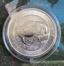 2015 Canada 9999 Silver 1.25 Oz. Buffalo W/Capsule - 1 Ea.- Very Small Blemishes
