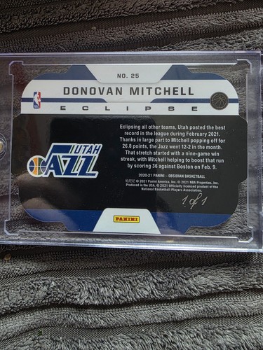 1/1 Panini Obsidian Donovan Mitchell Eclipse 20-21 NBA - Picture 2 of 2