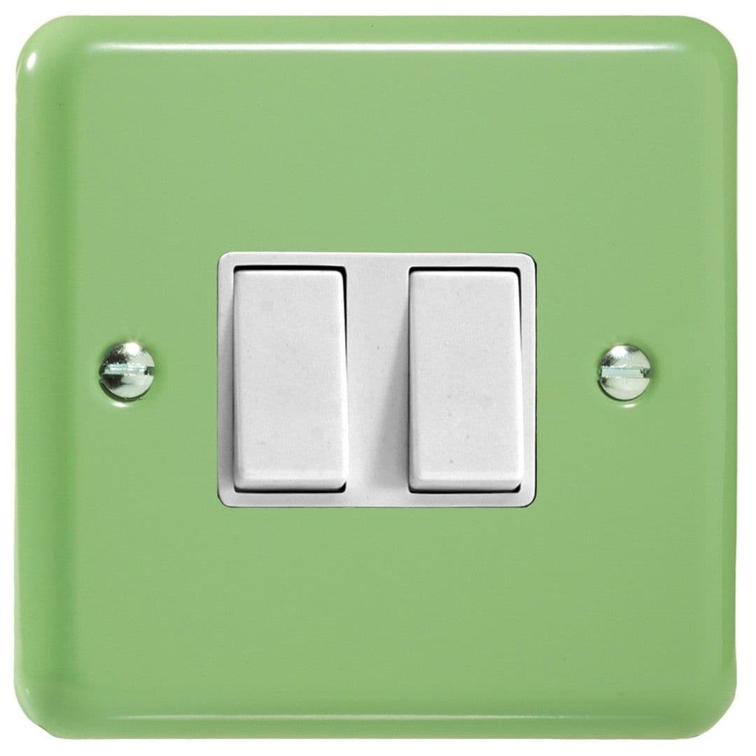 Varilight XY71W.BG Lily Beryl Green 2 Gang Rocker Switch (Intermediate + 2 Way)