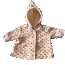 Hanna Andersson Cream Pink Polka Dot Pointed Hood Jacket Coat 3-6 months