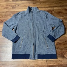 Tasso Elba Full Zip Jacket Blue Cotton Long Sleeve Sweater Men  s Size Large