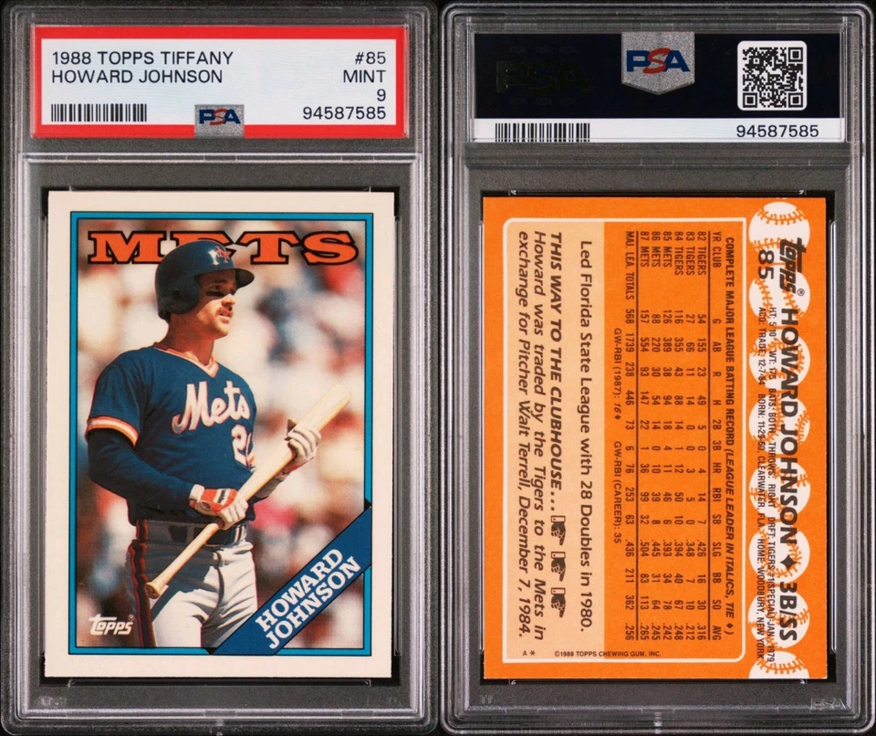 PSA 9 1988 Topps Tiffany #85 Howard Johnson NEW HOLDER! NY Mets Tigers 94587585 - Image 3 of 3