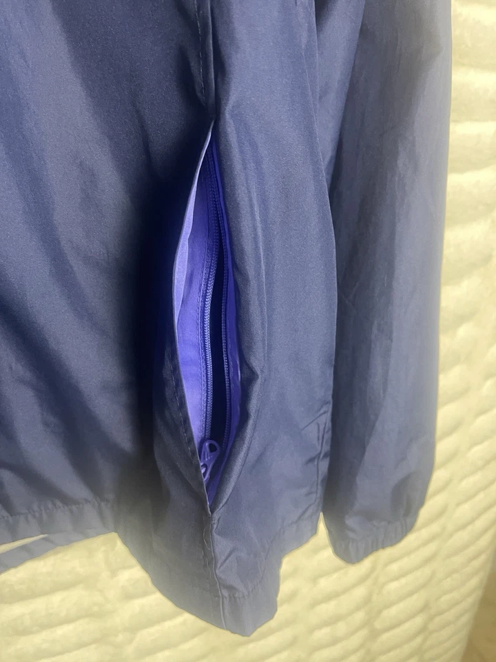 L Y2K Adidas Climaproof Cremallera Completa Sudadera con Capucha Pista Calentamiento Chaqueta Azul Marino Púrpura 3 Rayas Foto 3 de 4