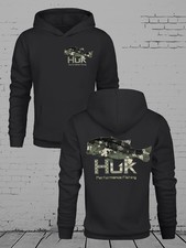 Huk Men'S Fishing Hoodie - Dark Green Camo Fish Graphic Pullover, Heavyweight 25