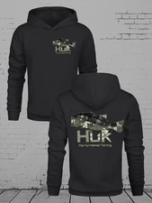 Huk Men'S Fishing Hoodie - Dark Green Camo Fish Graphic Pullover, Heavyweight 25