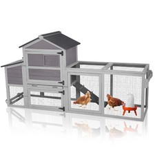 Mobile Chicken Coop with Wheels for 2-4 Chickens Expandable Wooden Hen House